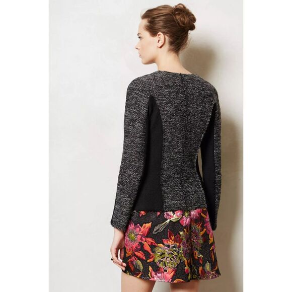 Anthropologie Cartonnier Glimmered Tweed Snap Front Jacket in Gray & Black Sz M - Picture 4 of 13